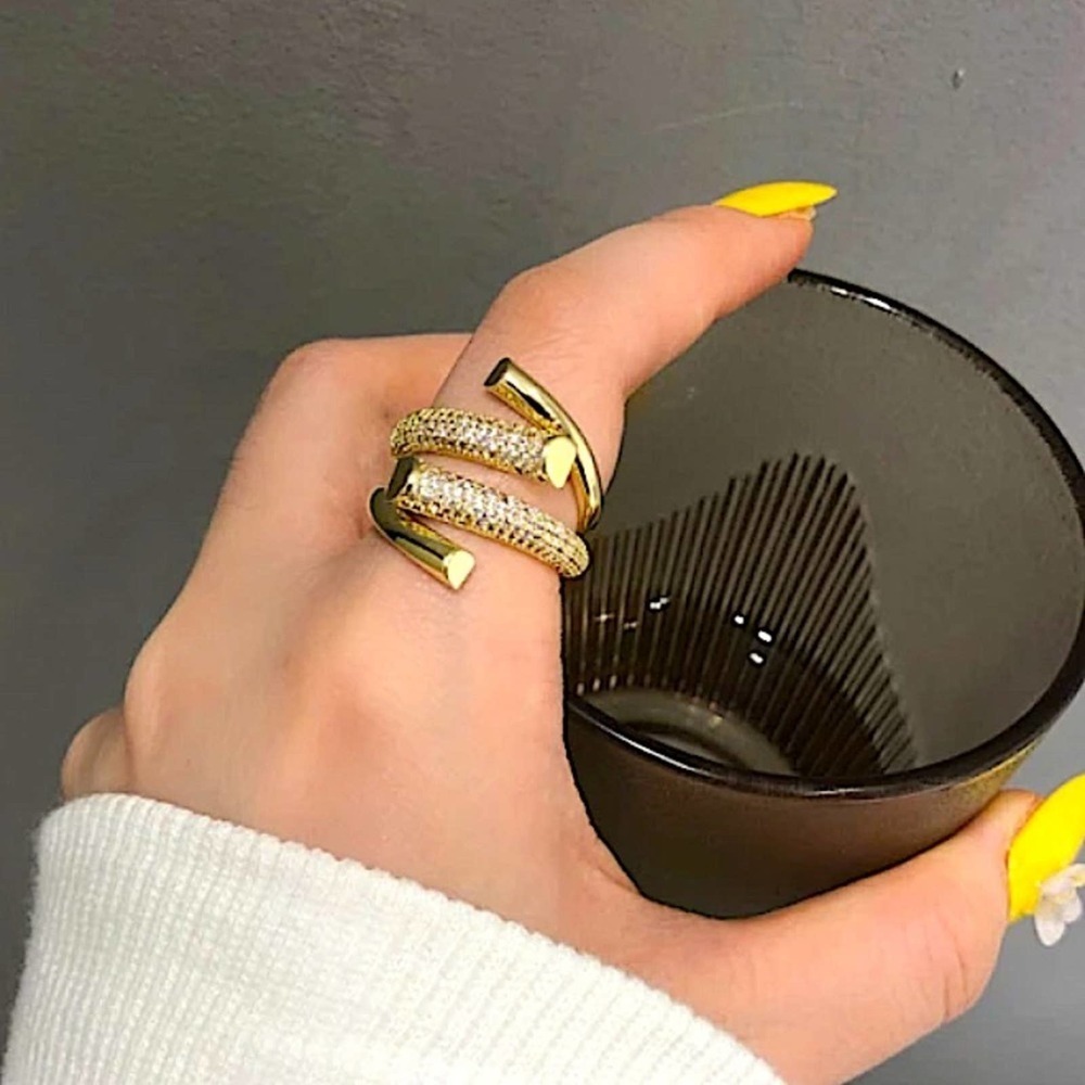 Gold Plated Micro Zircon Statement Ring - Picture 4 of 9